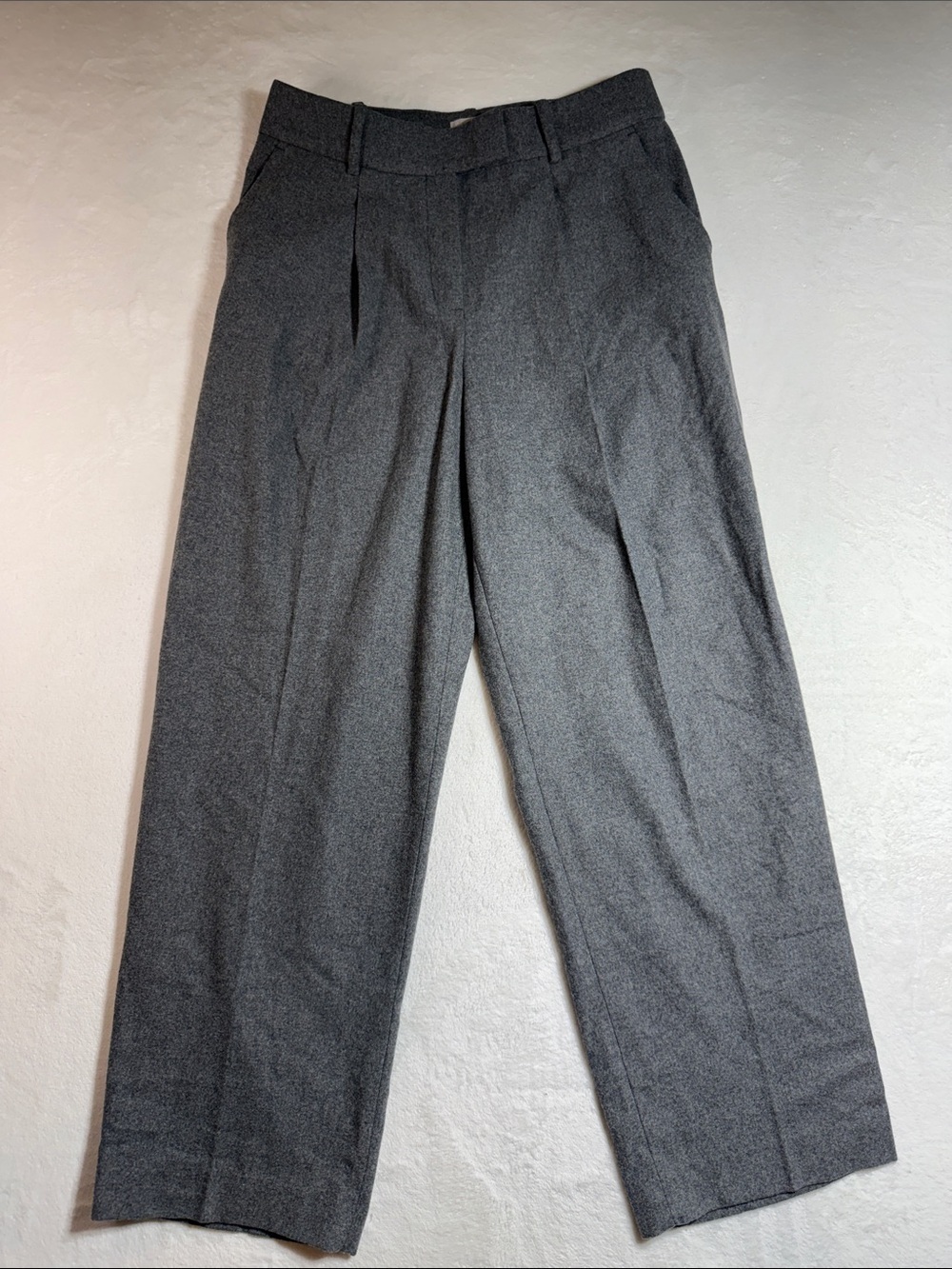 H&M New Pleated Gray Wide-Leg Trousers
